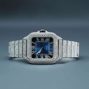 Exklusiva Stainls Steel Round Brilliant Cut Y Iced Out Moissanite Diamond Wrist Watch för män med nytt fancy mönster