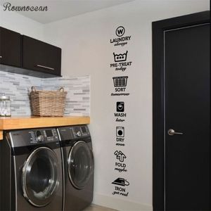 The rules of laundry decals laundry tag stickers pattern Wash Dry Fold Iron Laundry Room Vinyl Wall Quote Sticker Decal LY07 2012268P