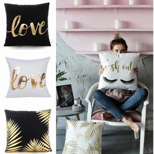 Travesseiro dourado bronzeamento almofadas decorativas preto e branco amor decoração de casa sofá lance almofadas decorativas para 45cm