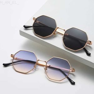 Óculos de sol de luxo quadrado óculos de sol homem mulher moda pequena moldura polígono óculos de sol metal vintage retro marca octógono gafas de sol l24312