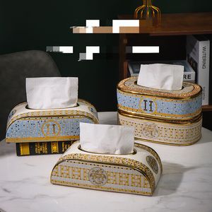 Hög Quaitly Creative Ceramic Tissue Box Living Room Desktop soffbord Vävnadslådor Modernt badrum sovrum och hushållsvävnadslåda