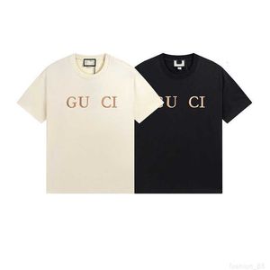 디자이너 하이 버전 24 여름 신제품 GU 홈 골드 레터 남성 및 여성용 자수 간단한 느슨한 짧은 슬리브 티셔츠 wlhy