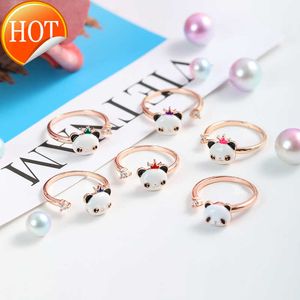 Anelli a fascia Anello rotante panda Stile cinese Donna alla moda Bracciale con dito indice animale Regalo turistico di Sichuan Chengdu