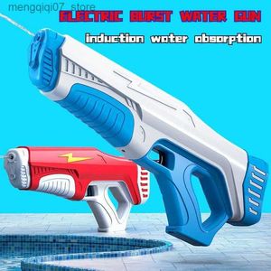 Piasek Play Water Fun New Electric Water Gun Toy Automatyczne wchłanianie wody ciągłe strzelanie z dużą pojemnością pistolety wodne dla dzieci pływanie na zewnątrz L240312