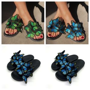Moda lüks tasarımcı slayt kadınlar yaz plajı sandal partisi düğün daireler terlik ayakkabıları klasik sandal terlik kadın mavi gai