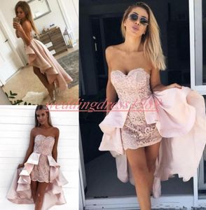 Sexy Lace Arabic Homecoming Dresses Party Overskirt Sweetheart High Low Plus Size Prom Dress Cocktail Club Wear Short Graduation B8483702