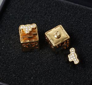 New Ear Studs Personalized Trendy Geometric Square Metal Hollow All-Match Diamond-Embedded High Sense Eardrops Earrings