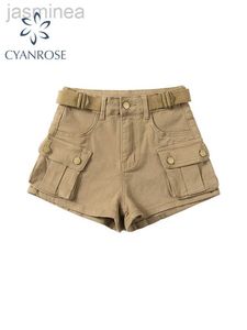 Shorts Women's Vintage Denim Shorts Hight Waisted Pockets Khaki Casual Jeans Pants Gothic Short Jeans Summer ldd240312