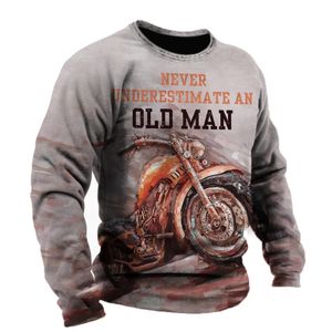 Vintage Motorrad Druck Herren T-shirt Biker Stil Tops 3D Grafiken Übergroßen Langarm T-shirts Männlich Casual Hip Hop Streetwear 240305