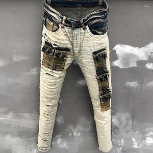 Erkekler Kot High Street Fashion Washed Bootcut Erkekler için Vaqueros Hombre Fermuar Kullanılan Dilenci Pantolon Vintage Kaliteli Hip Hop