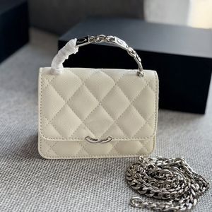 Griff Damen-Designer-Geldbörse, 13 cm, Abend-Clutch, Gold- und Silber-Hardware, Kaviar-Leder-Umhängetasche, Diamant-Plaid-Luxus-Handtasche, Unterarmtasche, Mini-Geldbörse