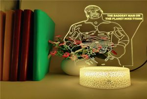 Mike Tyson Figure Night Light LED 3D Boxer Nightlight Bedside Acrylic Table Lamp Club Gym Atmosphere Decoration Bluetooth Base8327021