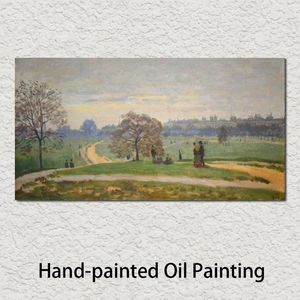 Stor dukkonsthandmålade oljemålningar Claude Monet Iyde Park Landscape Garden Picture For Living Room Decor214T