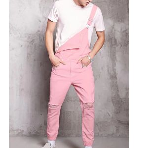 High Street Solid Color Jeans Overalls For Men mode High midje denim Jumpsuits Casual Sling Pants Hawaiian Tourism