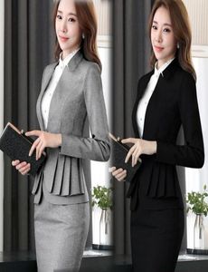 Платье из двух предметов в Корейском стиле для женщин, деловой костюм для собеседования, женская юбка для собеседования, костюмы для работы, брюки, элегантная женская униформа, офисная DD21570504
