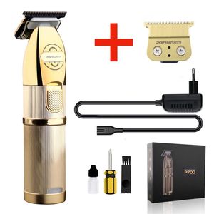 Corte de cabelo profissional barbeiros pop P700 Cabeça de óleo Clippers Golden Scissors Scissors Scorrer elétrico Shaver Hair Trimmer 240306