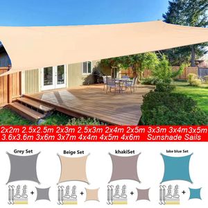 Utomhusmissbruk Waterproof Sun Shade Sail Garden Canopi för Terrace Car Canvas Awning Rectangle Pool Sun-Shelter Sunshade Sail 240309