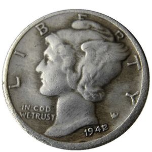 ABD Mercury Head Dimes 1942 1-P-D Gümüş Kaplama Promosyon Kopya El Sanatları Fabrikası Güzel Ev Aksesuarları Coin191W