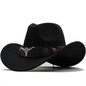 En çok satan üst şapka ulusal tarzı sığır standart batı kovboy üst şapka rulo brim at binicilik yünü keçe şapka 230823