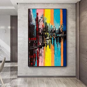 Impressões a óleo abstratas em tela, posteres de construção, pintura em tela, arte de parede para sala de estar, decoração moderna de casa, paisagem, imagens270q