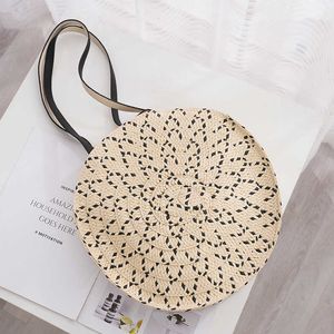 the Store Manager Recommends a New Simple Round One Shoulder Straw Woven Bag Hollowed Out Hand Seaside Beach Fashion Women s Bag 240312
