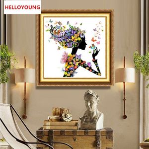 DIY 5D Diamond Embroidery Beautiful Girl Round Diamond Painting Cross Stitch Kits Mosaic Painting Home Decoration252o