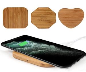 Caricatore wireless in bambù Tappetino in legno in legno Qi Dock di ricarica veloce Cavo USB Caricabatterie per tablet per iPhone 11 Pro Max Samsung Note10 Plus9240958