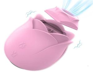 Sex Toy Massager High Quality Rose Flower Sucker Vibrator 2 i 1 Sugande vattentäta klitor Toys4396888