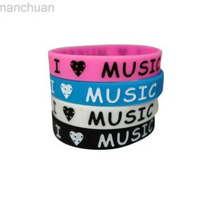 Bangle 1PC New Design Ink Filled I Love Music Silicone Wristband for Music Fans Silicone Rubber Bracelets Bangles Women Men Gift SH320 ldd240312