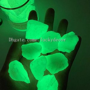 1000g rochas fluorescentes ásperas cruas que brilham no escuro pedra de cristal mágico verde azul pedaços de pedras preciosas luminosas para jardim de aquário dec242f