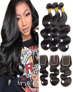 New Arrivals Straight Body Deep Loose Wave Human Hair Bundles With Lace Closure Natural Black 3 Bundles Or 4 Bundles With Closure2639451