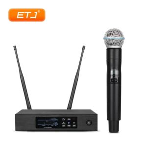 Microfones QLXD4 UHF trådlös mikrofon True Diversity Handheld Microfone Beta SM Prfessional för scenprestanda Karaoke QLXD 11019
