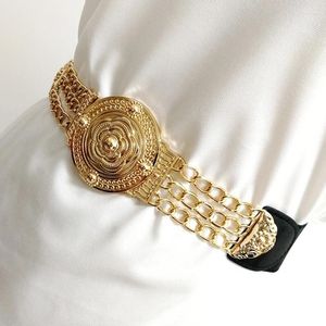 Women Classic Fashion Belts مرنة زهرة الزهرة السلسلة المعدنية حزام الاتجاه