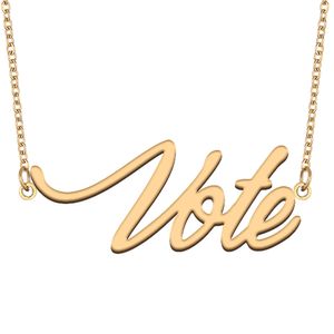 Vote Name Necklaces Pendant Custom Personalized for women girls children best friends Mothers Gifts 18k gold plated Stainless steel