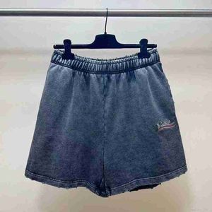designer New B Home High Edition Paris 24 Cola Washed, Worn, Casual, Worn Out Loose Sports Shorts Couple UNZI
