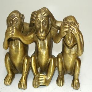 Коллекция Brass Voir Parler N'entendez Aucun Mal 3 Statues de Singe grand257H