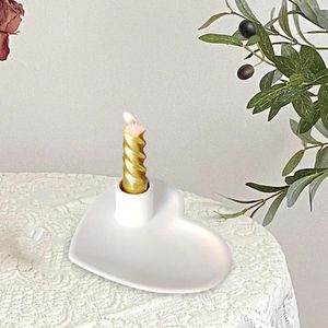 Candle Holders Ceramic Heart Candlestick Dinner Anniversary Taper Holder Tray