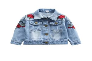 Baby Girls Rose Flower Embroidery Denim Jacket Vintage Jeans Jackets for Girl Toddler Baby Denim Jackets Girls Jean Jacket 13T7931145