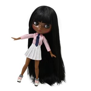 ICY DBS blyth doll super black skin black hair African American skin shiny face joint body 30cm TOY 16 bjd anime 240304