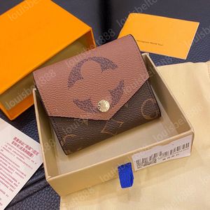 Fashion luxury brand Classic Designer Clasp Wallets Zoe Wallet in Brown WOMEN Small Leather Goods Inside The Zipper Bag Short Purse with Original box card holder