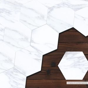 FunLife Marble Hexagonタイルステッカーフロアキッチンウォールステッカークリーニングが簡単なDIYピールスティック自己接着キッチンバックスプラッシュ287V