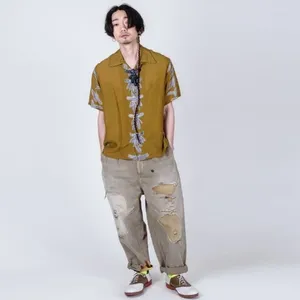 Men's Pants Kapital Japan Style Sweet Face Patch Destroys Water Washing Tooling Cone Leisure Loose Overalls Military Safari Ameikaji