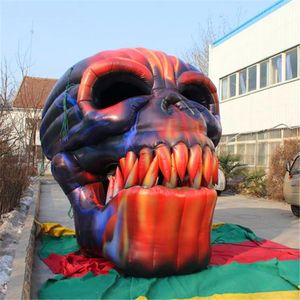 Großhandel 6mH (20ft) mit Gebläse Außenfabrikpreis Hängender dekorativer aufblasbarer Halloween-Schädel mit Licht für aufblasbare Halloween-Dekoration