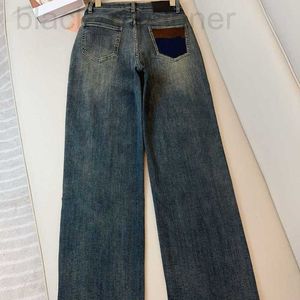 Mulheres Jeans Designer Outono e Inverno Novo Miu Nanyou High Ding Yuan Qi Doce Vento Fresco Elástico Temperamento Macio Slim Contraste Cor Perna Larga CMK4