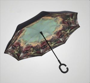 Doppelschichtiger umgekehrter Regenschirm Autos Wendeschirm CHook Wasserdicht umgekehrt faltbar umgekehrt Chuva3037137