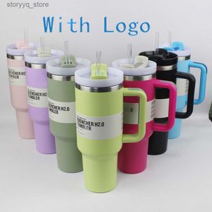 Mugs 40oz Mug Tumbler With Handle Insulated Tumblers Lids Straw 40 oz Stainless Steel Coffee Termos Cup ready to ship Vacuum Insulated Water Bottles L240313