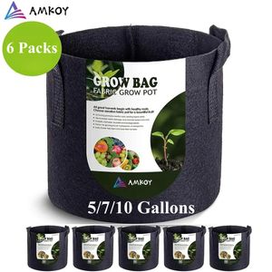 6 шт. 5/7/10 галлонов тканевый садовый контейнер для выращивания картофеля, сумка для выращивания семян, сумка для выращивания семян, цветочные горшки, инструмент для выращивания овощей с ручкой 240309