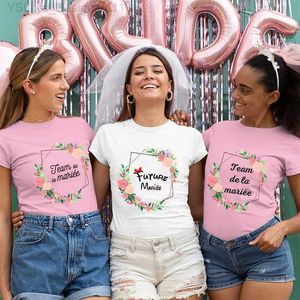 Women's T-Shirt Flower Crown Team Future Bride T-shirt Bachelorette Party Women Evjf Tee Shirt French Girl Wedding Flower Crown Y2k Graphic Tops L24312 L24312