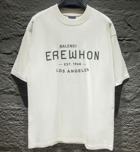 Balenciaaaaga Luxury Brand Men DesignerTシャツ洗浄TEESポロスラウンドネックプリントポーラースタイルの夏のスタイルストリートピュアコットンBA Tシャツ用メンズ女性BA12812