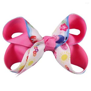 Hårtillbehör Cartoon Print Hairpin Boutique Ribbon Bow Accessory With Crocodile Clip Girl Head Dress